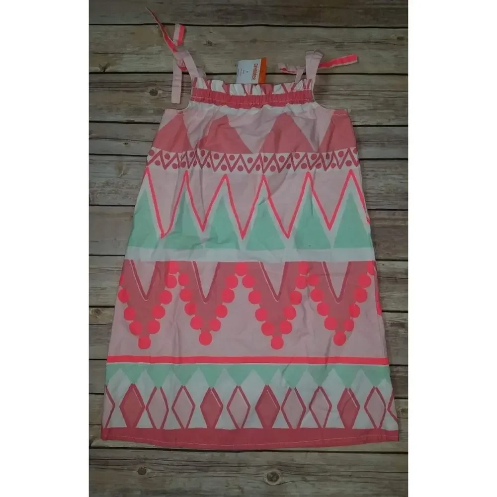 Gymboree Island Cruise Neon Geometric Pink Green White Sundress Size 6